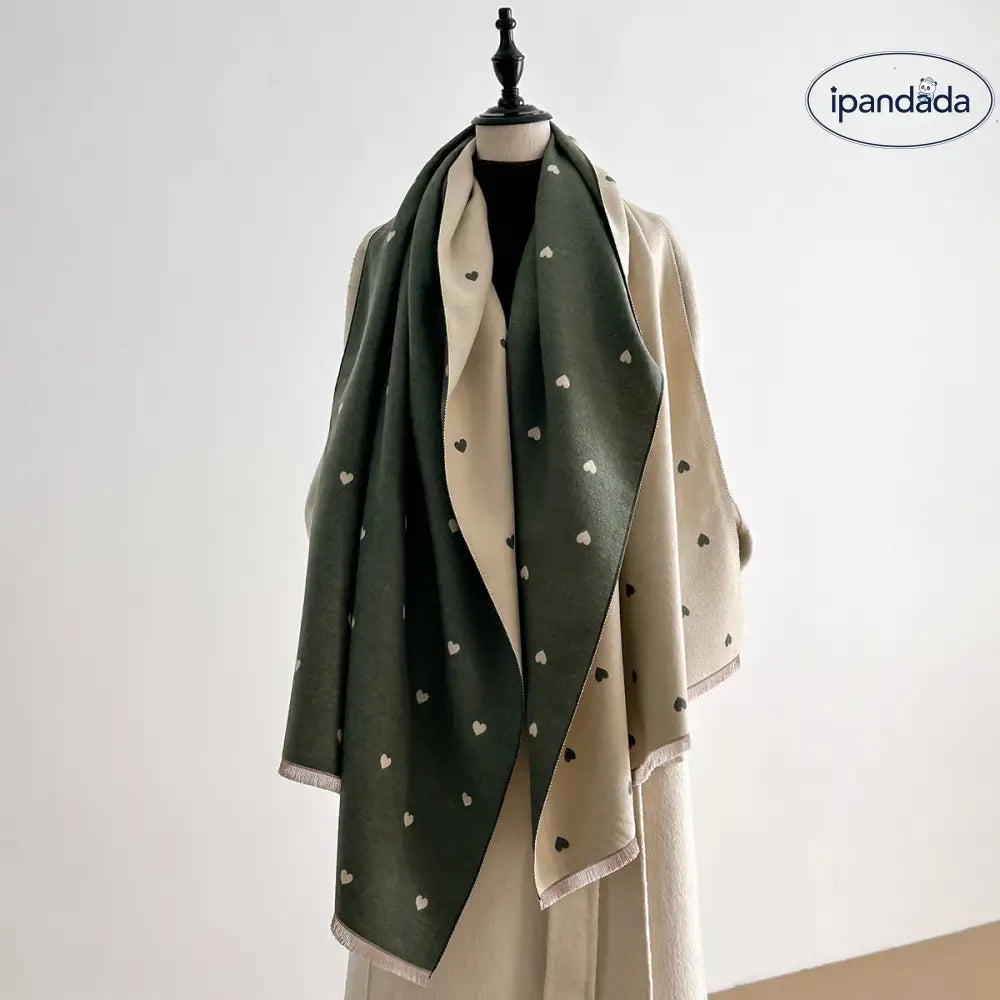 秋冬 ハート型 テクスチャー カラーブロック スタイリッシュ ダブルサイド レディース 暖かい スカーフ ネックウォーマー ショール ID3035