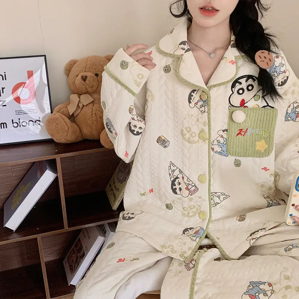 秋冬 インサート パジャマ ファー襟 開きボタン ルームウェア INS風 かわいくて カートゥーン ダックスフンド ID3115 タイプ⑧ / M