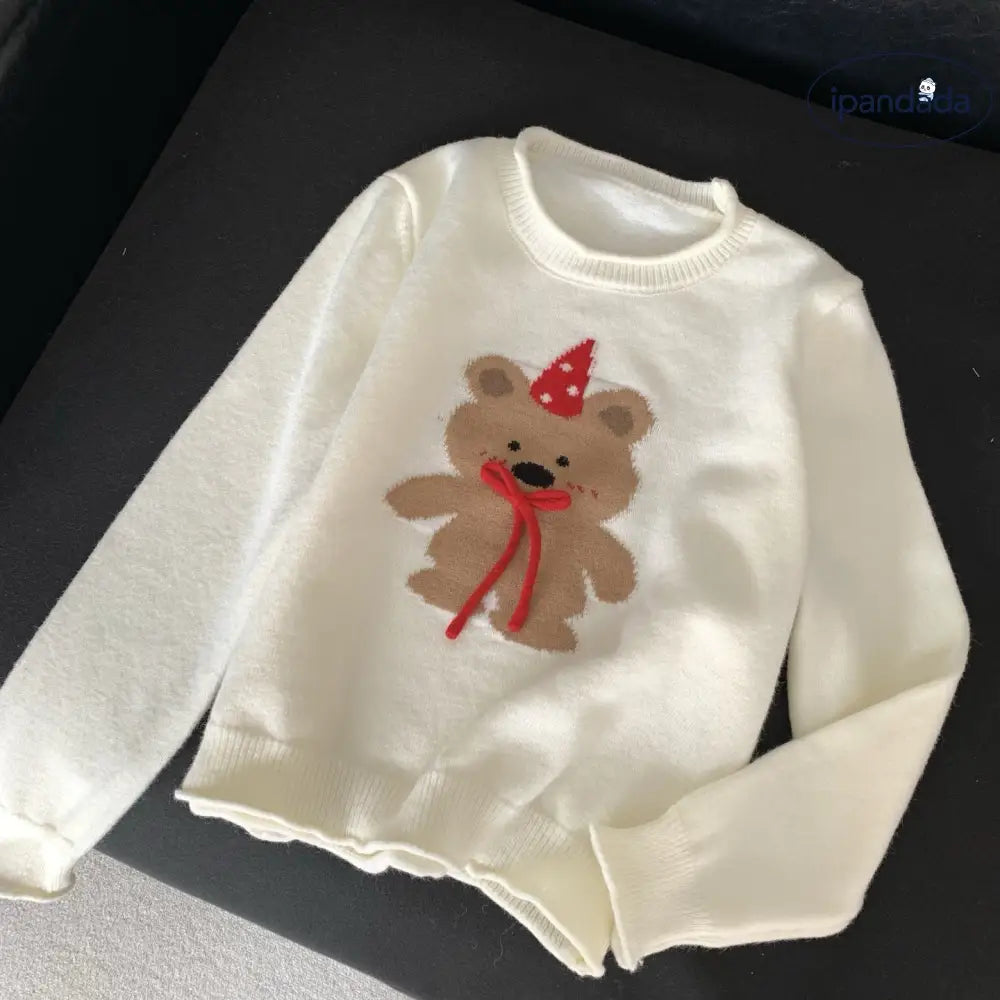 秋冬 ジャカード ニット セーター デザイン感 保温 スリム フェルデッド ベア パンチ ニット レディース ID2670