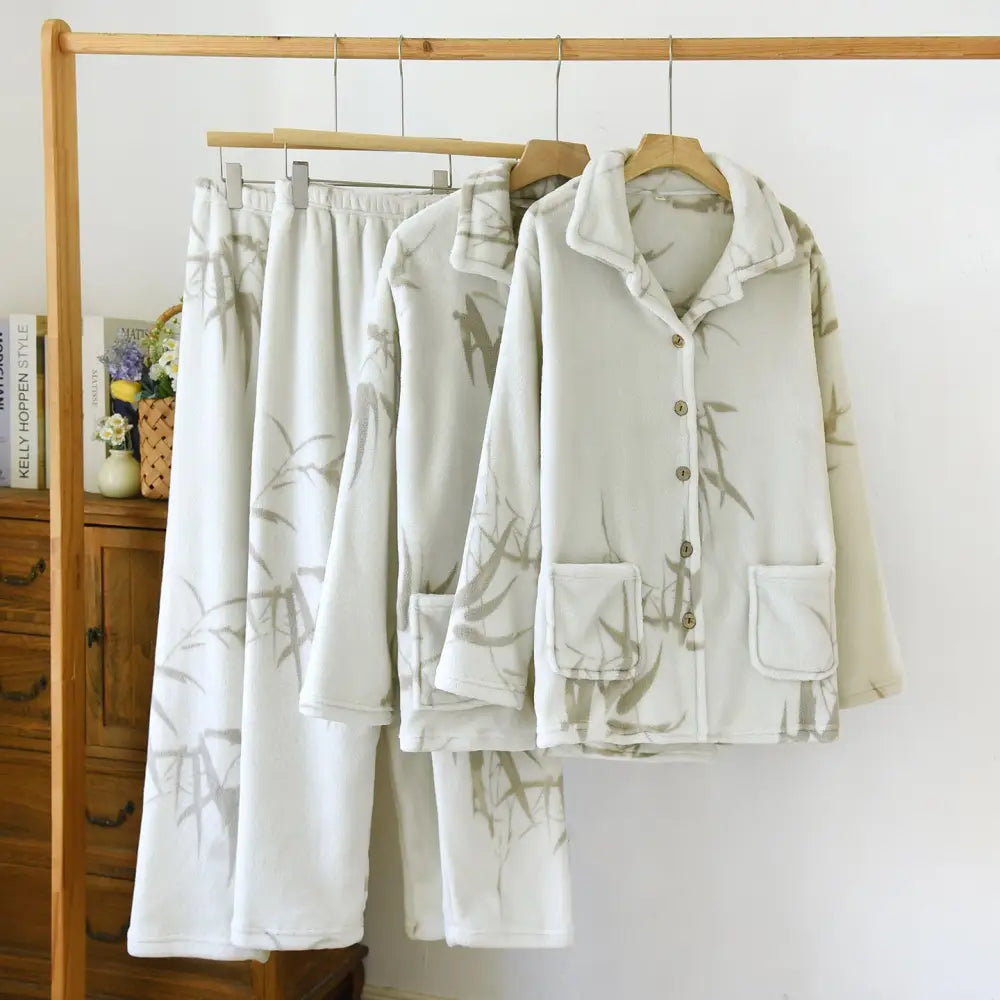 秋冬 カップル パジャマ メンズ 冬 加毛 厚手 サンゴ フリース 保温 ルームウェア セット レディース ID2673