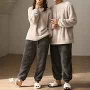 秋冬 カップル用 パジャマ 男女兼用 コーラルフリース フランネル モコモコ シンプル プルオーバー クリスマス ギフト ID3493 タイプ① / レディースＭ / ストレートカット コーディネート＞ペアルック