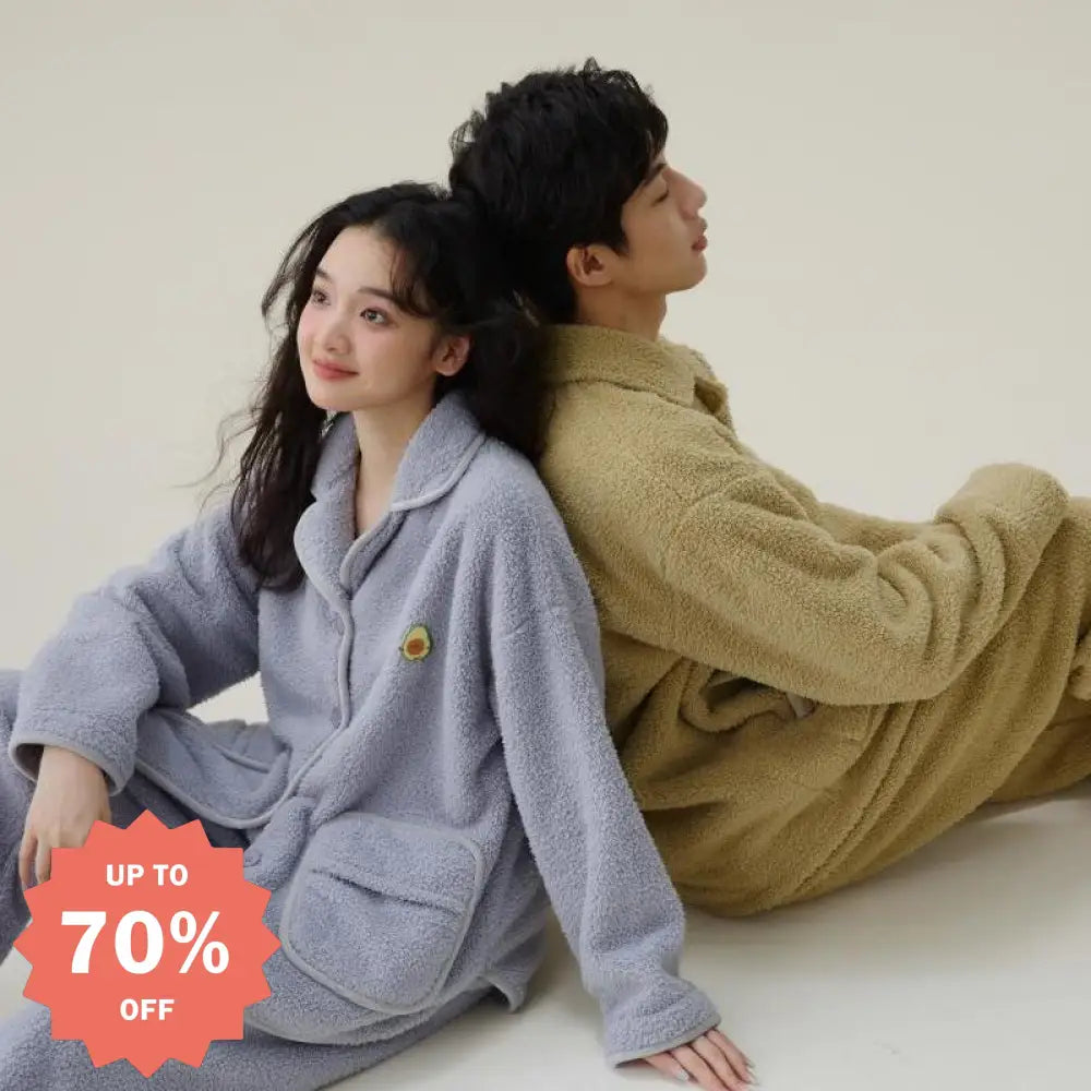 秋冬 パジャマ 女性 フリース カップル 男性 厚手 セット カーディガン 冬 ルームウェア ID2728