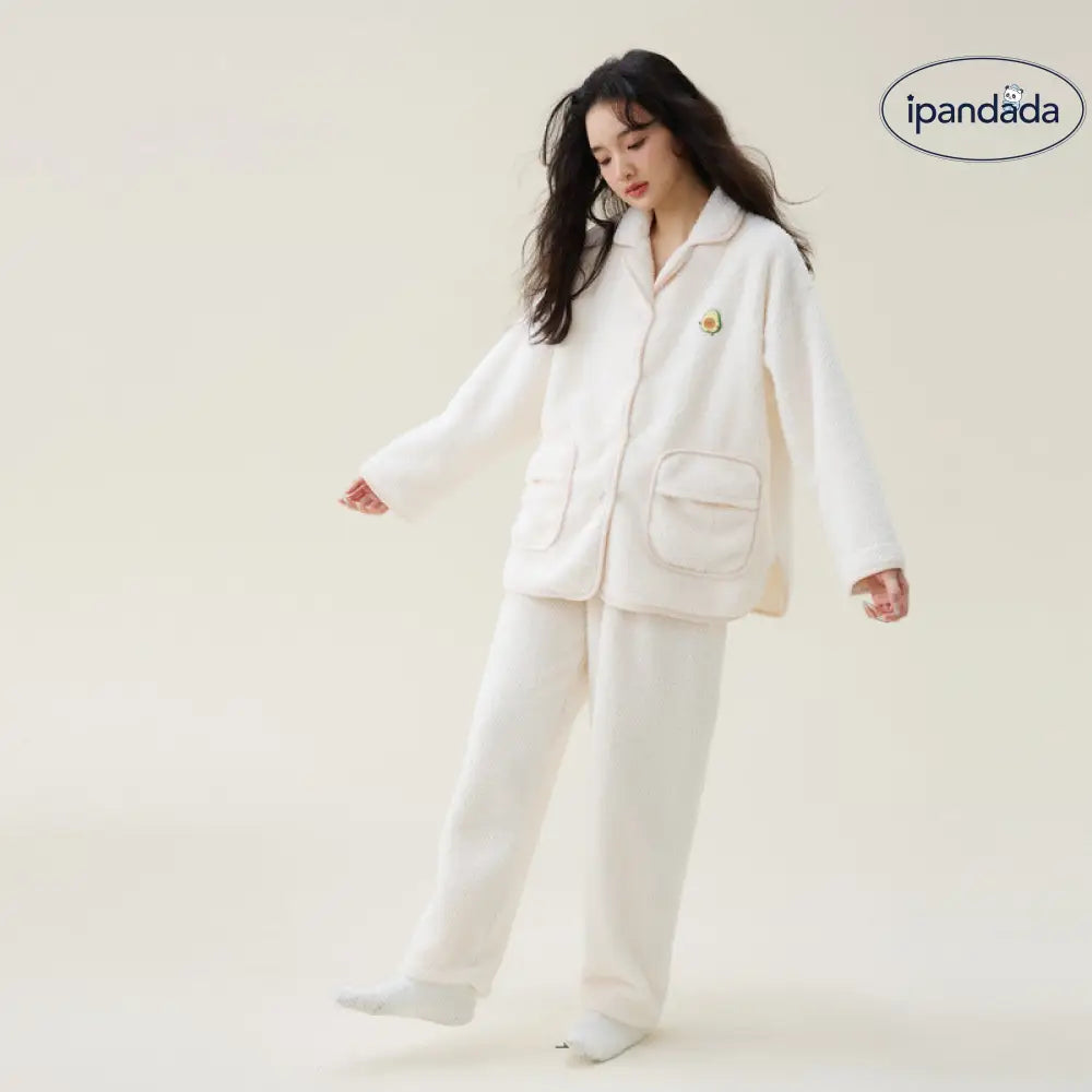 秋冬 パジャマ 女性 フリース カップル 男性 厚手 セット カーディガン 冬 ルームウェア ID2728