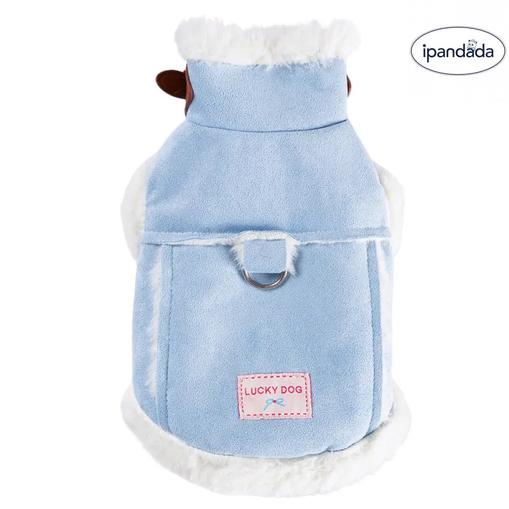 秋冬 ペットウェア フレッシュ スエード フリース ハーネス ベスト イギリス風 厚手 保温 小型犬 用 ドッグウェア ID3306