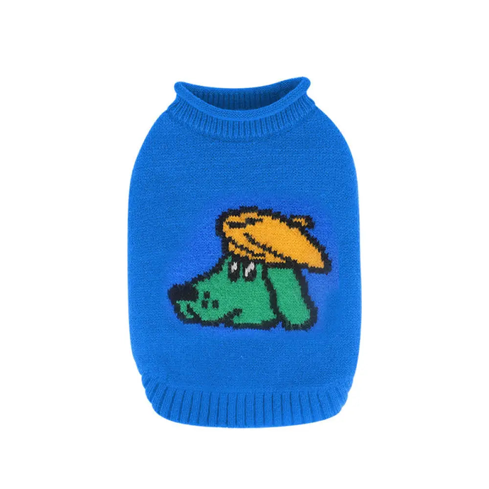 秋冬 ペットウェア テディ ベビーポメラニアン 小型犬 ニットセーター 二足 保温 ペット服 ID3392 ブルー / S