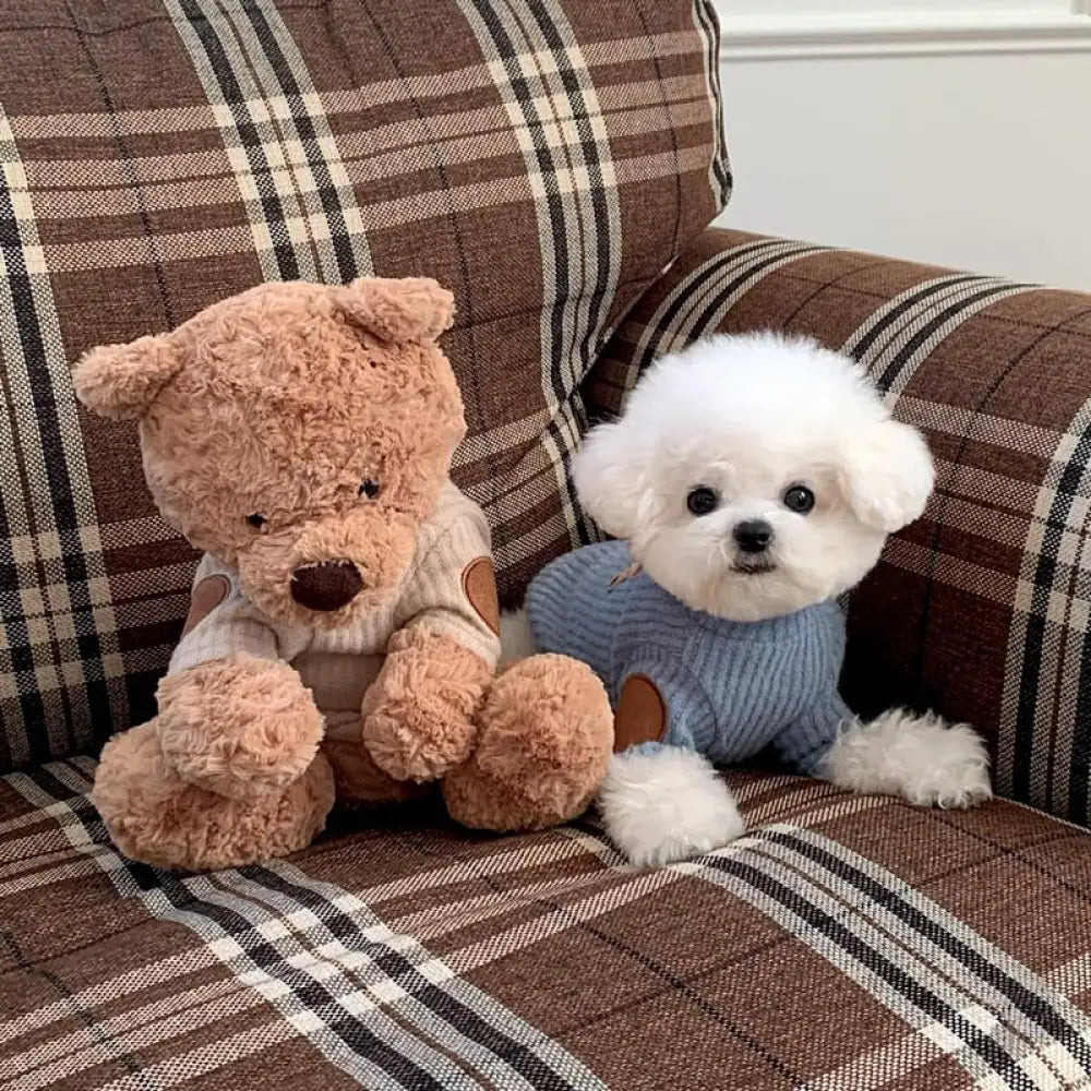 秋冬 ペットウェア テディ ビション フォックス ボストン テリア ヨークシャー プードル 小型犬 ニット インナーシャツ ID2773 ブルー / XS ペット用品＞ウェア