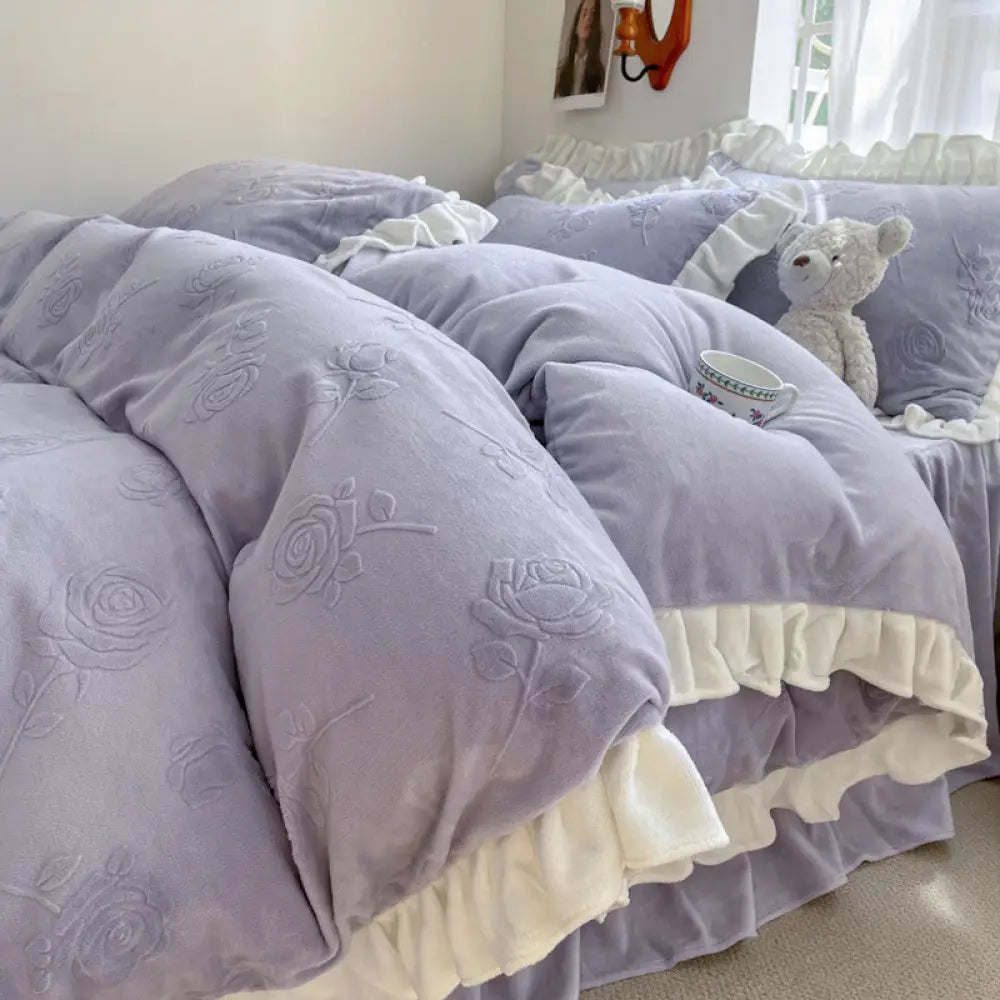 ミルクフリース寝具4点セット・AB面両面ふわふわ／冬用・キングサイズ