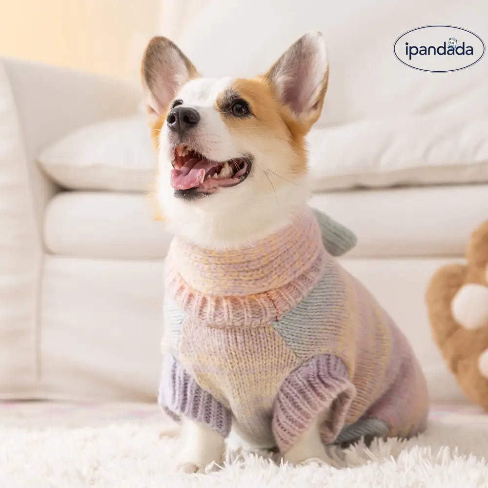 秋冬 犬服 コーギー セーター 2足タイプ レインボークラウド コーギー フレンチブルドッグ 中型犬 ペット服 ID3330