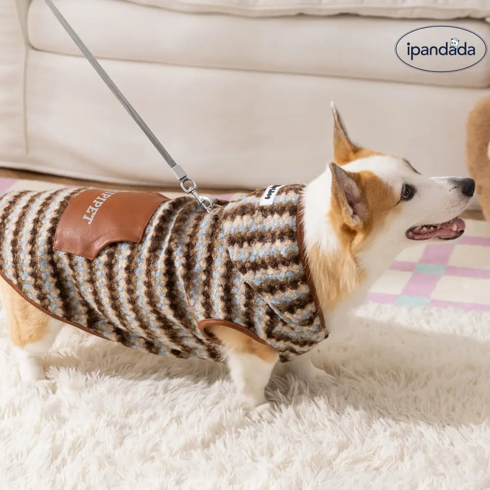 秋冬 レトロ ヒョウ柄 フード付き コーギーフリース 中型犬 背長 加工 フリース ノースリーブ 2足 ベスト 犬服 ID2501