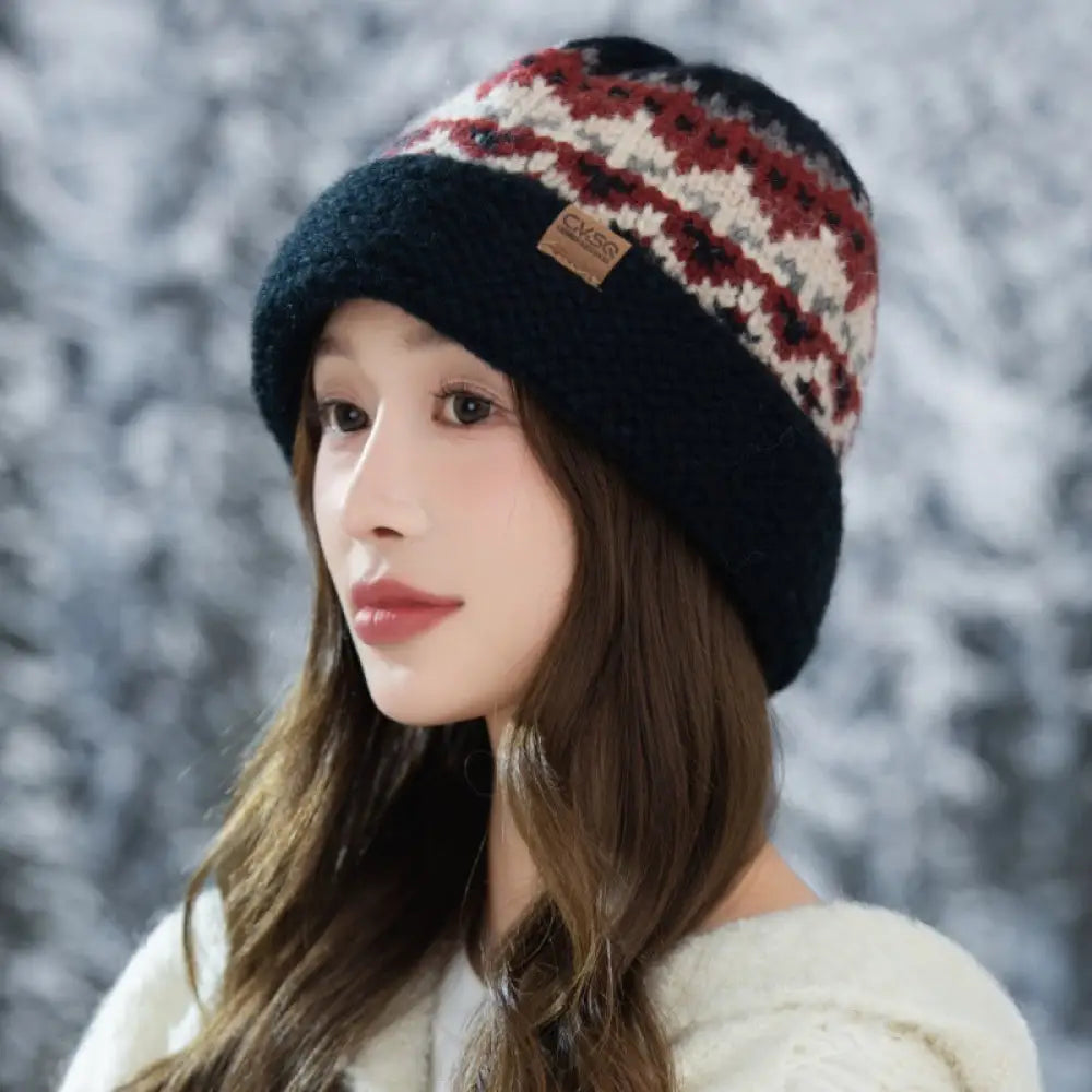 秋冬 ロールアップ ニット 毛糸帽子 ヴィンテージ ハット カジュアル 防風 保温 クリスマス 帽子 ID2755