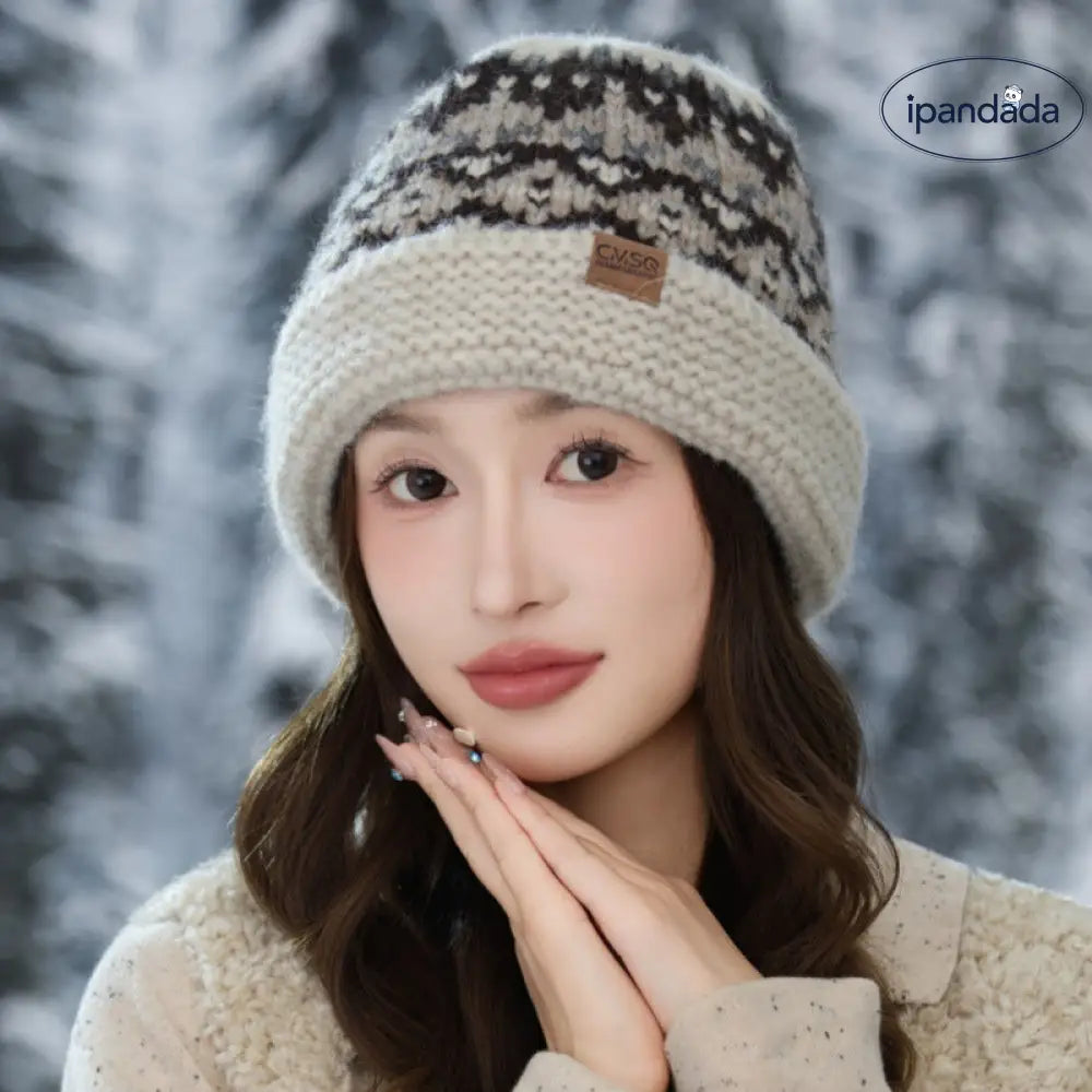 秋冬 ロールアップ ニット 毛糸帽子 ヴィンテージ ハット カジュアル 防風 保温 クリスマス 帽子 ID2755