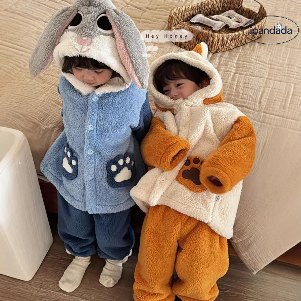 秋冬 ルームウェア セット 幼児 小児用 コーラルフリース パジャマ ベビー 秋冬用 子供用 ID3086