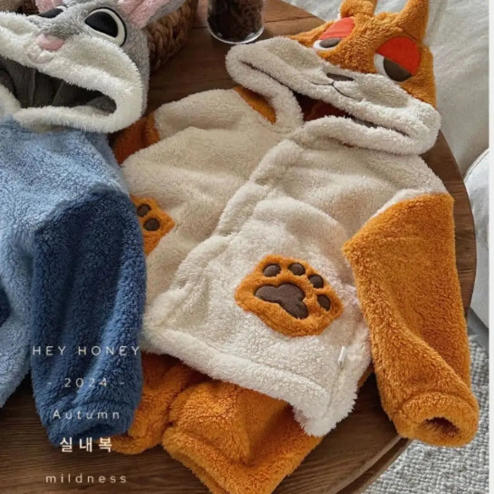 秋冬 ルームウェア セット 幼児 小児用 コーラルフリース パジャマ ベビー 秋冬用 子供用 ID3086 オレンジ / 90cm