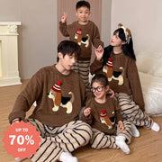 秋冬 珊瑚フリース 子供 パジャマ ダックスフント 家族 3 4人 保温 フランネル 親子 ホームウェア セットアップ 暖かい 柔らかい 快適 おしゃれ ルームウェア 自宅用 リラックス 着心地 ナチュラル ゆったり ファミリー ID2835