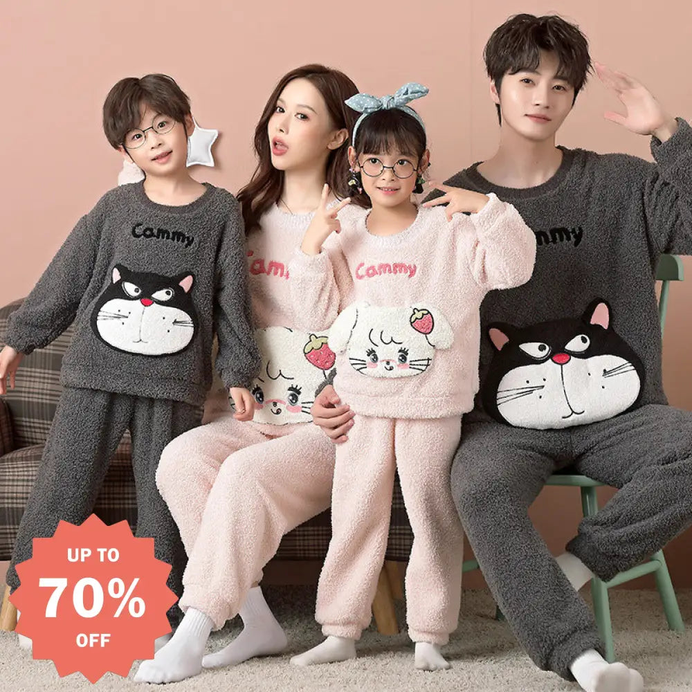 秋冬 珊瑚フリース 子供 パジャマ ダックスフント 家族 3 4人 保温 フランネル 親子 ホームウェア セットアップ 暖かい 柔らかい 快適 おしゃれ ルームウェア 着心地 ナチュラル ゆったり ファミリー ID2836