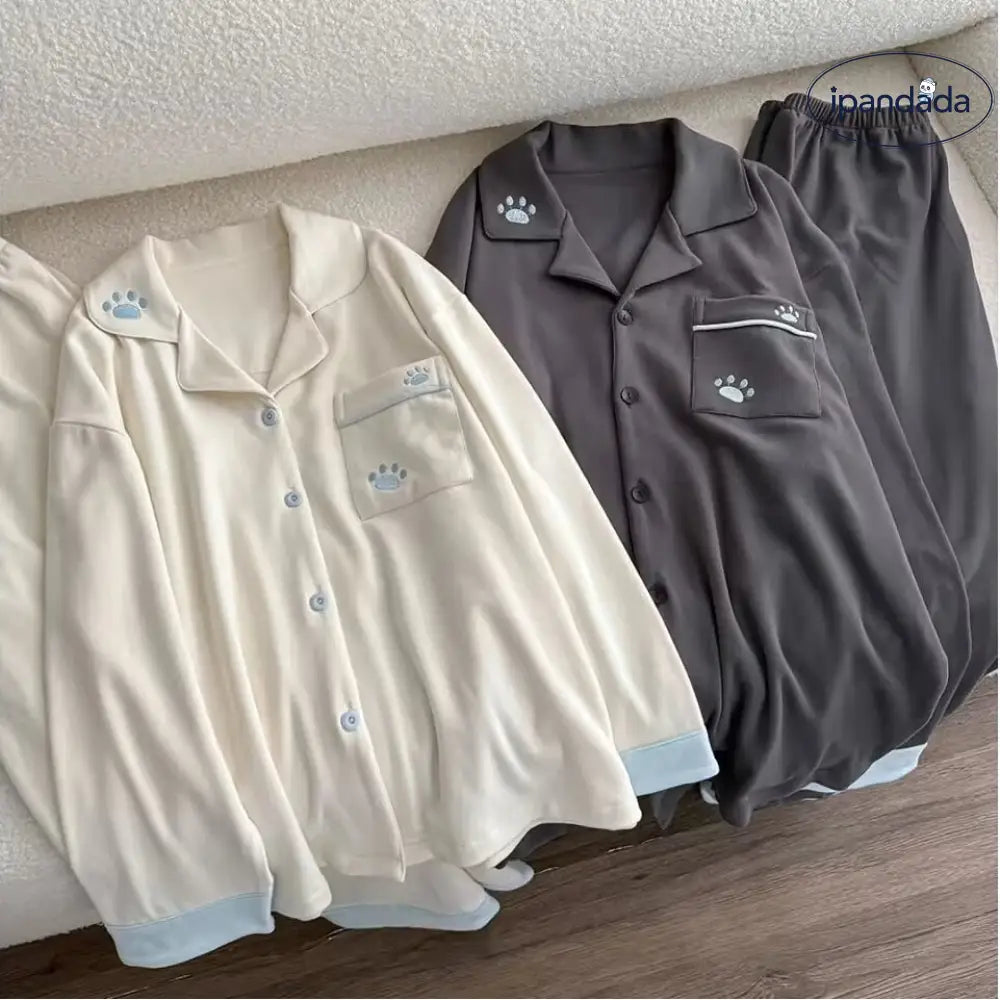 秋冬 シンプル カップル パジャマ スウィート 保温 ホームウェア セット ID4083