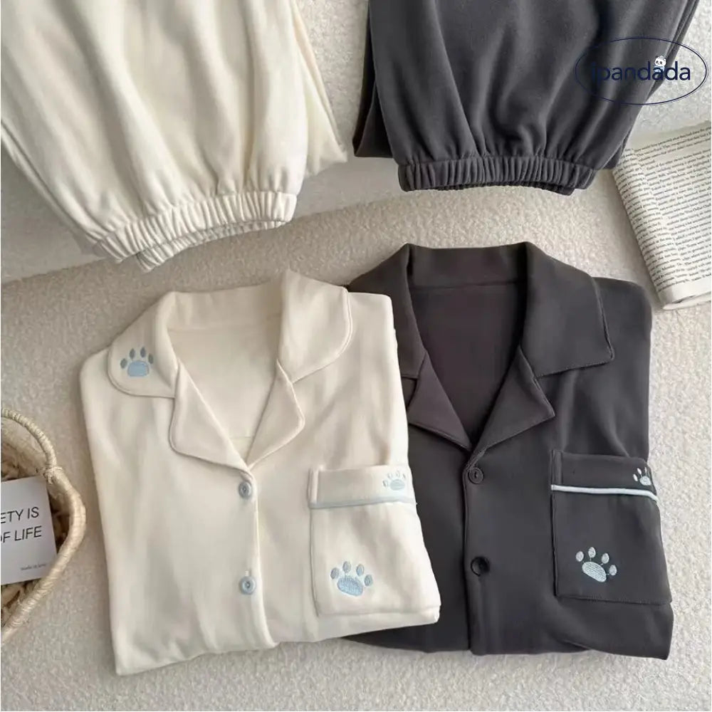 秋冬 シンプル カップル パジャマ スウィート 保温 ホームウェア セット ID4083