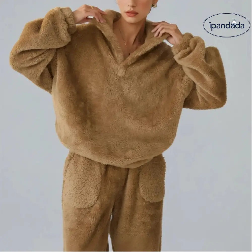 秋冬 無地 パジャマ レディース カジュアル セット ゆるい 長袖 外出可能 ID3591