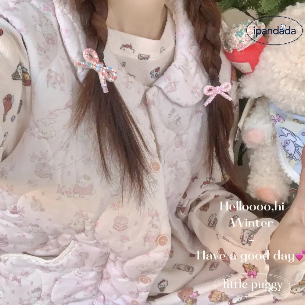 秋冬 新作 ベスト カートゥーン フラワーパターン ドールカラー パジャマ ベスト 女性用 かわいい 可愛い 暖かい あったか ID3661 レディース＞トップス