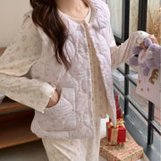 秋冬 新作 ベスト カートゥーン フラワーパターン ドールカラー パジャマ ベスト 女性用 かわいい 可愛い 暖かい あったか ID3661 レディース＞トップス