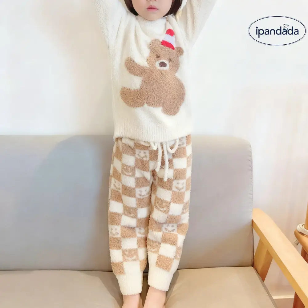 秋冬 新作 かわいい 小ケーキクマ 子供 親子 ルームウェア パジャマ セット ID2984