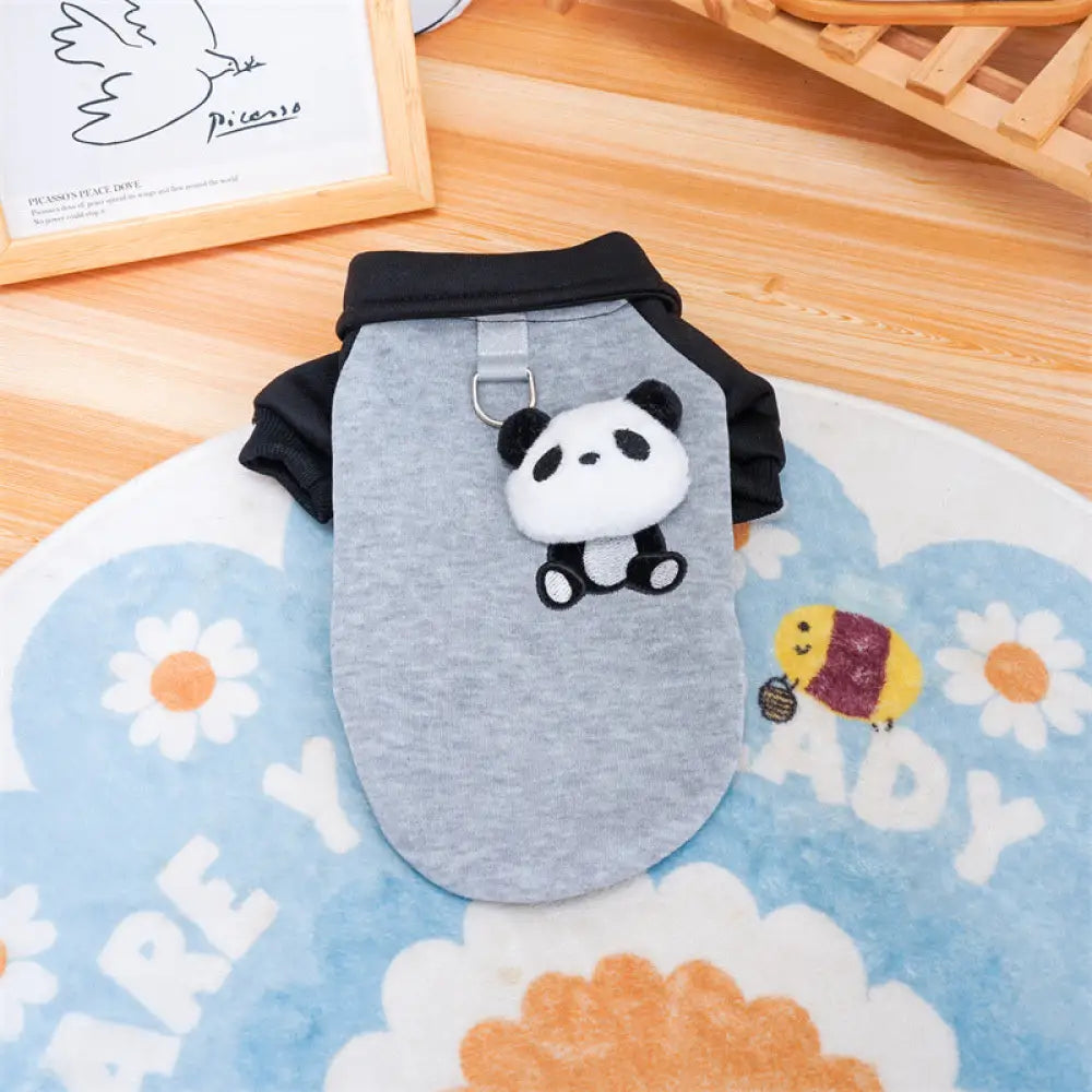 秋冬新作 ペット服 パンダキャラプルオーバー 小型犬用 猫用 ビション トイプードル 暖かい 可愛い ペットウェア ペット ギフト ID3144 グレー / XS ペット用品＞ウェア