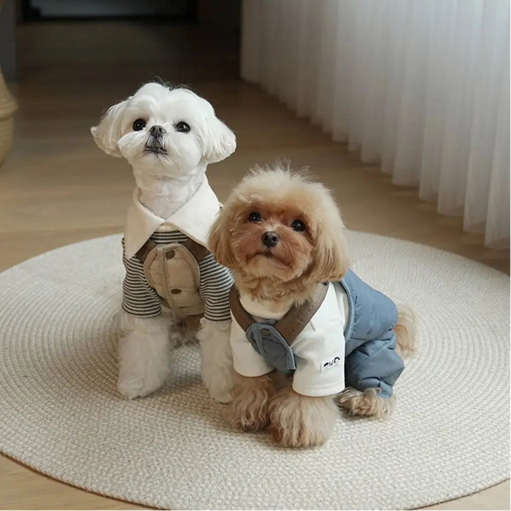 秋冬 新作 ペット 小型犬 オーバーオール タイディ ビション 韓国風 牽引可能 ダウンジャケット ID2431