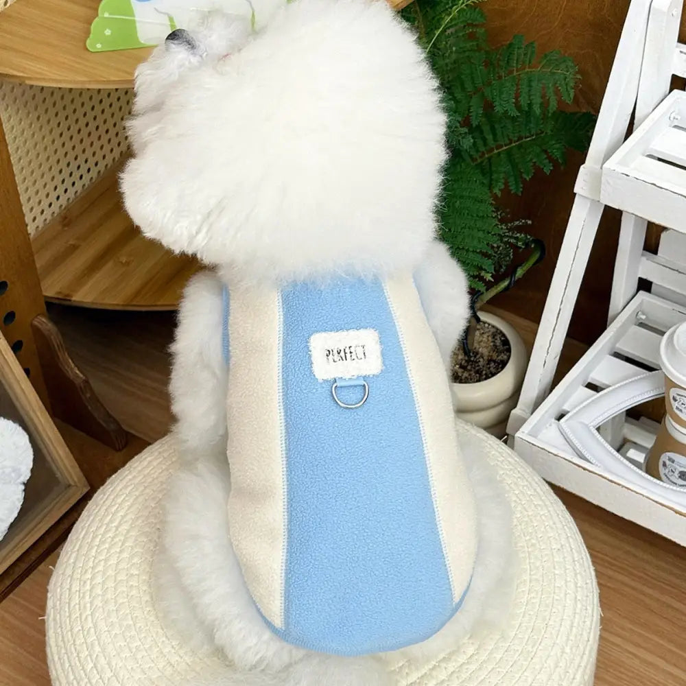 秋冬 新作 牽引可能 フリース ペット服 犬 猫 ダブルフェイス ジャージ ベスト ID2894 ブルー / XS