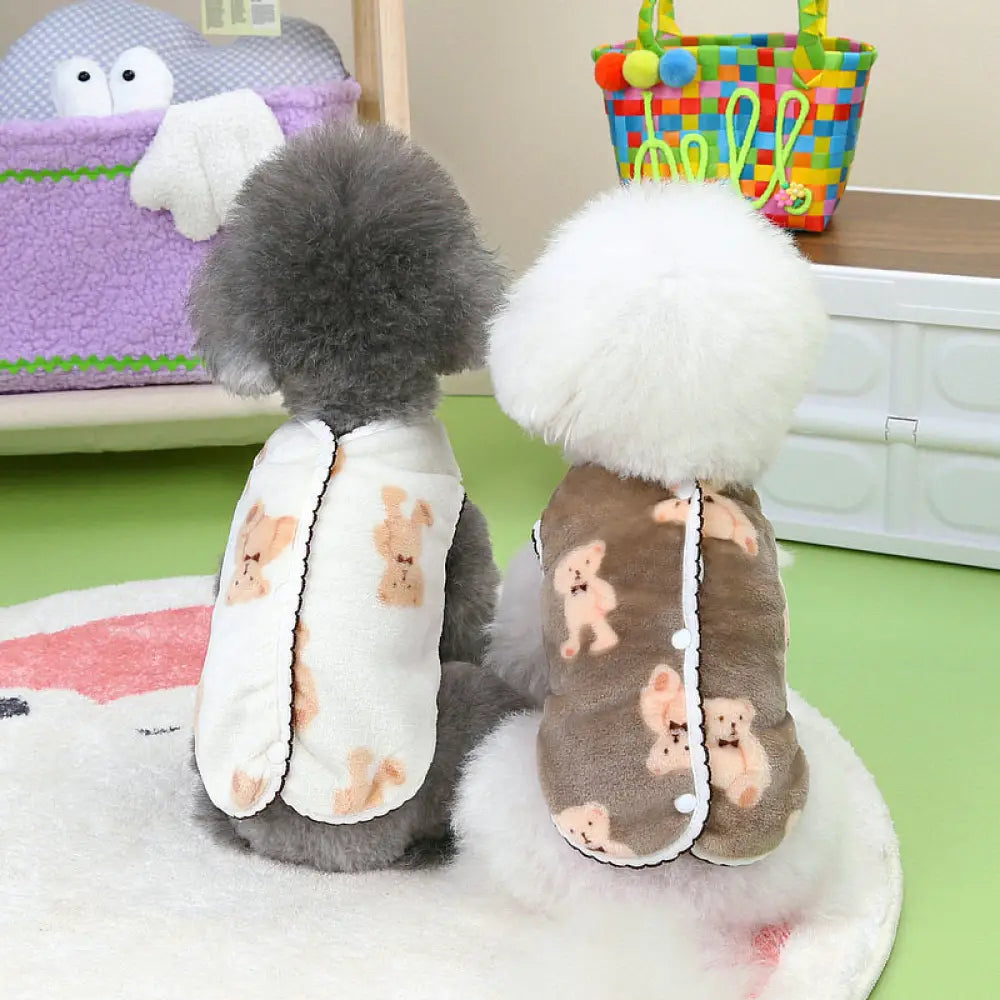秋冬 新作 犬 服 くま ベア フリース ベスト テディ ビション 可愛い ペット 犬 服 ID2517