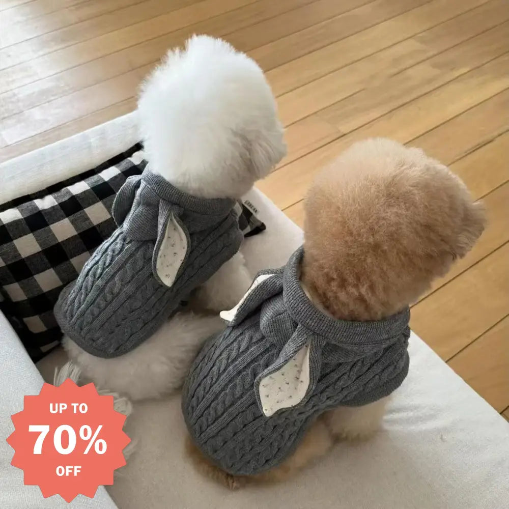 秋冬新作 犬用 うさぎ耳 フード付き ニット セーター 保温 かわいい テディ ベション ボメラニアン ペット用 ID3225