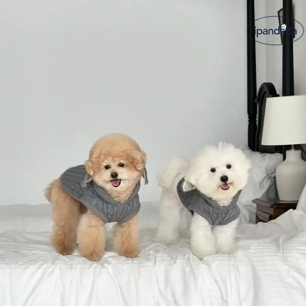 秋冬新作 犬用 うさぎ耳 フード付き ニット セーター 保温 かわいい テディ ベション ボメラニアン ペット用 ID3225