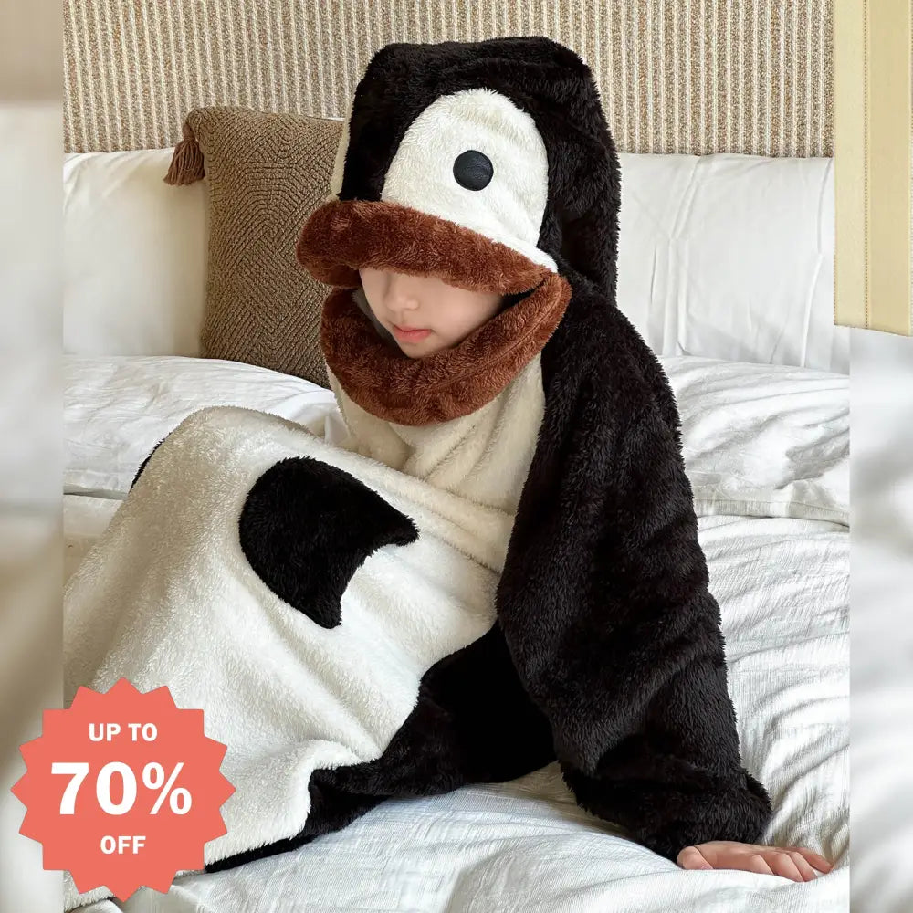 パンダ 秋冬 新作 子供用 バスローブ フリース 厚手 つなぎ パジャマ ペンギン ルームウェア ID2978