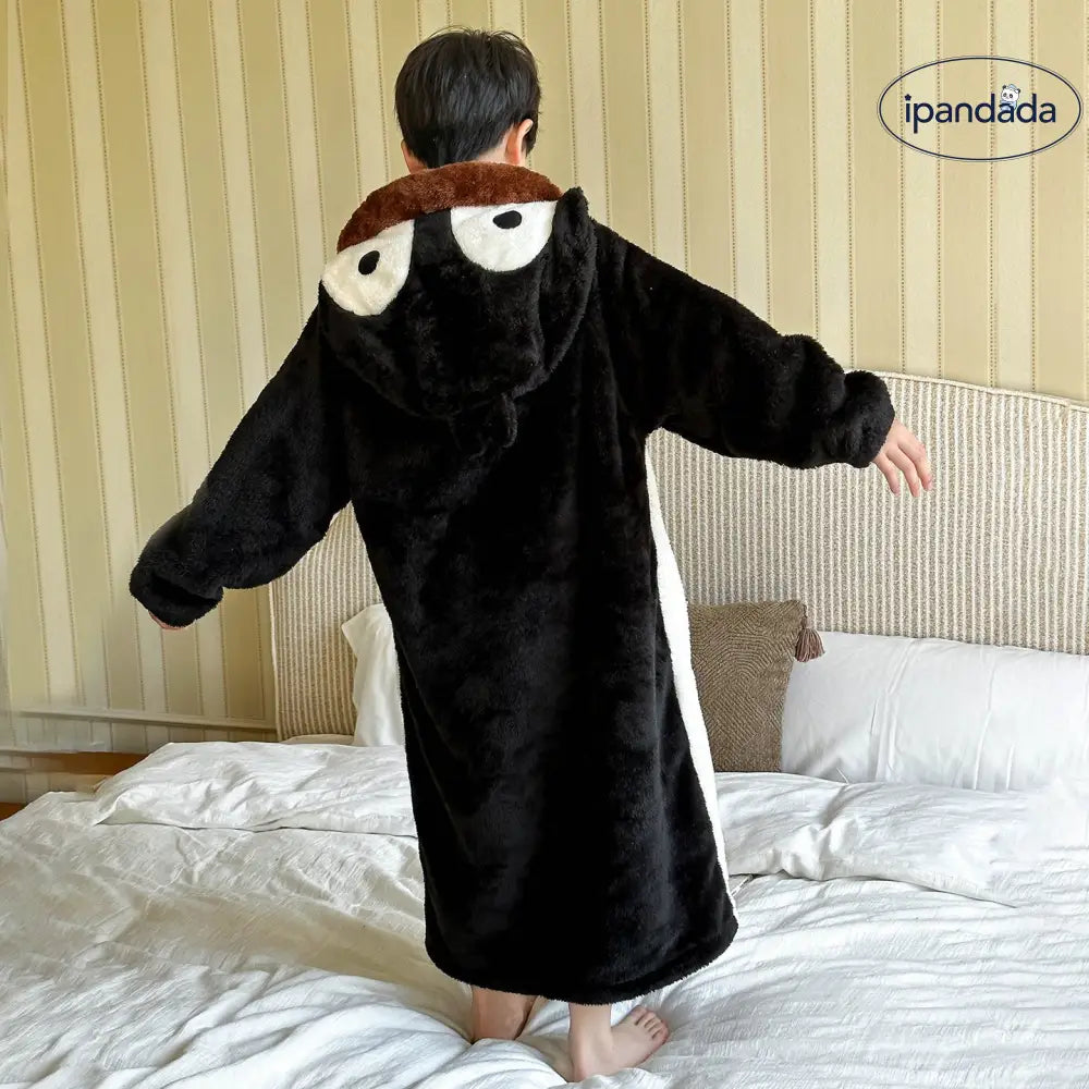 パンダ 秋冬 新作 子供用 バスローブ フリース 厚手 つなぎ パジャマ ペンギン ルームウェア ID2978