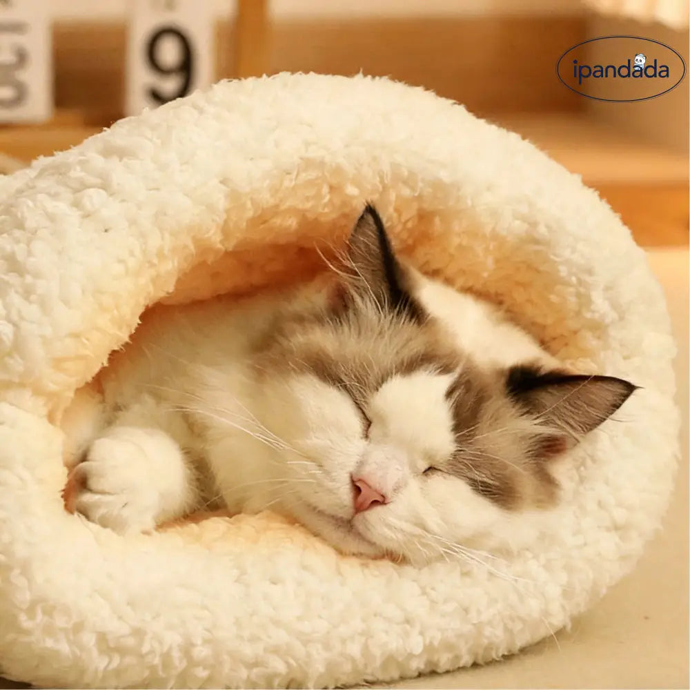 秋冬用 保温 キャットベッド スリーピングバッグ ドーム型 ベッド クローズド キャット ハウス 安全感 ドッグベッド ドーム型 ぬくもり ペット用品 ID3467