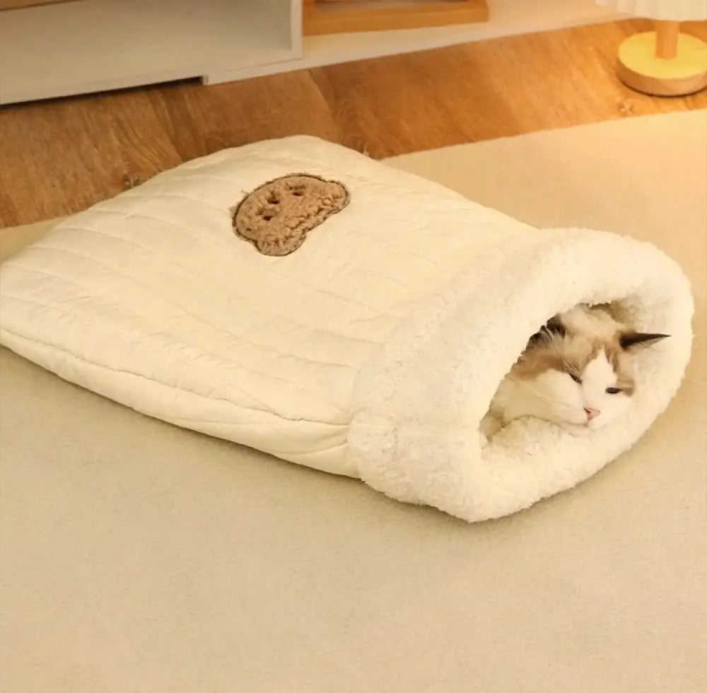 秋冬用 保温 キャットベッド スリーピングバッグ ドーム型 ベッド クローズド キャット ハウス 安全感 ドッグベッド ドーム型 ぬくもり ペット用品 ID3467