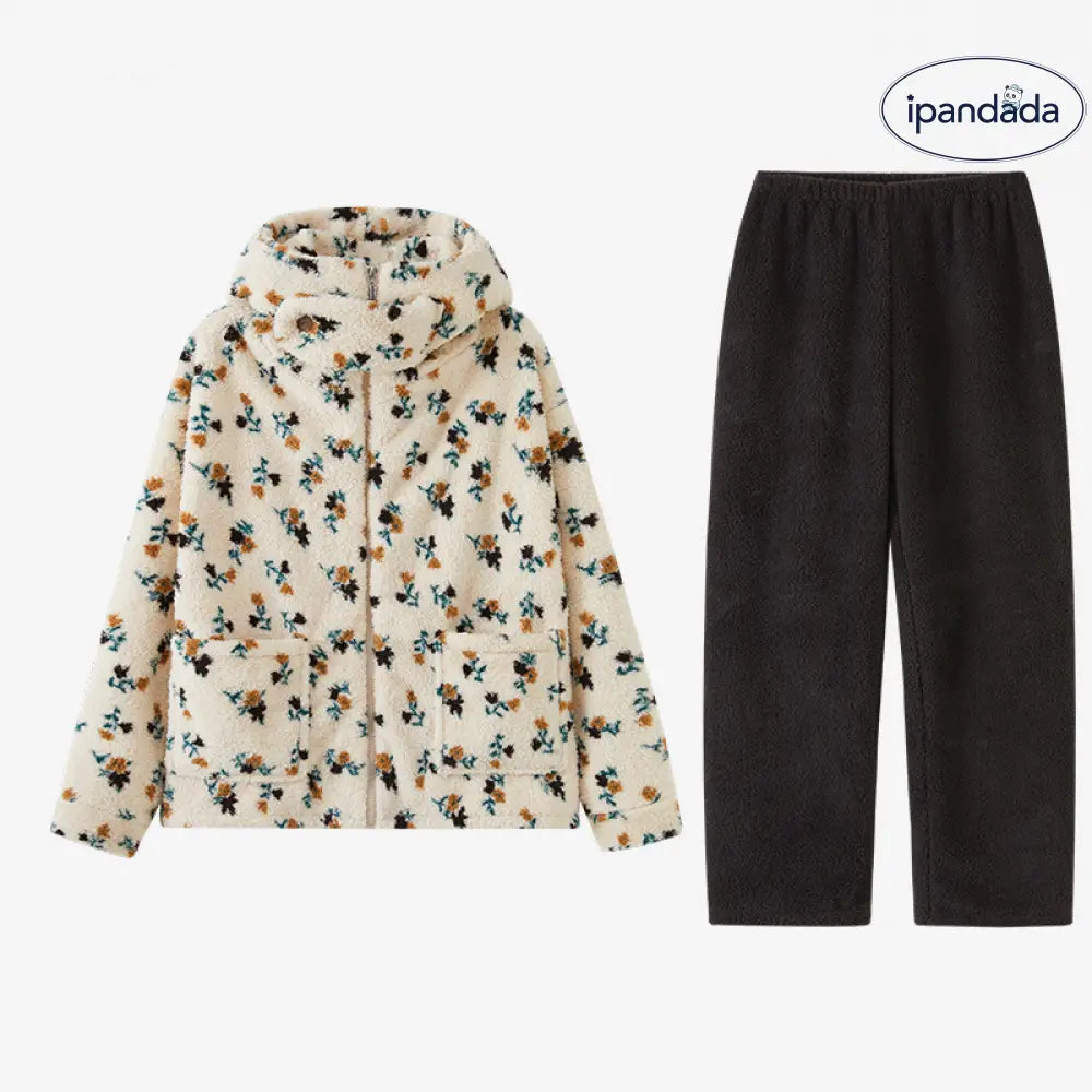 秋冬用 フランネル パジャマ レディース 厚手 コーラルフリース 保温 ルームウェア セットアップ ID3426