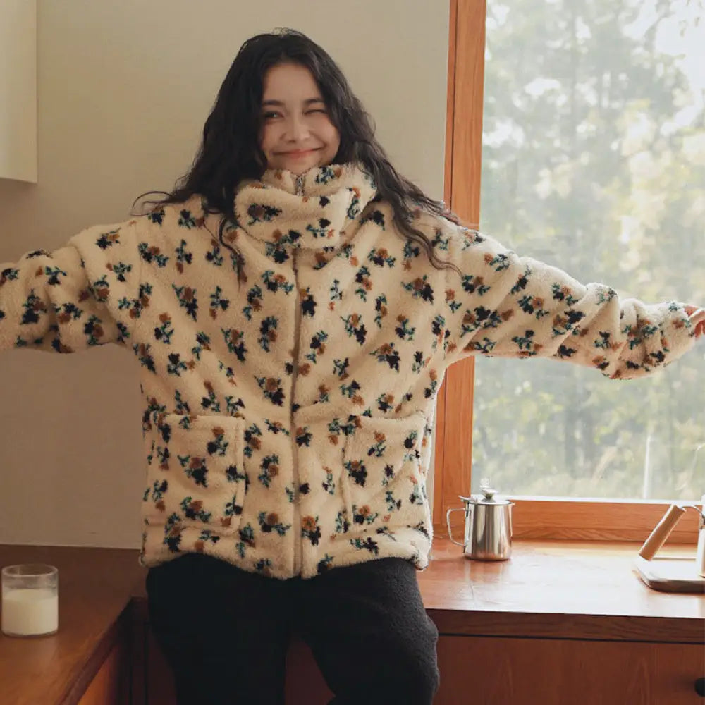 秋冬用 フランネル パジャマ レディース 厚手 コーラルフリース 保温 ルームウェア セットアップ ID3426 写真通り / M