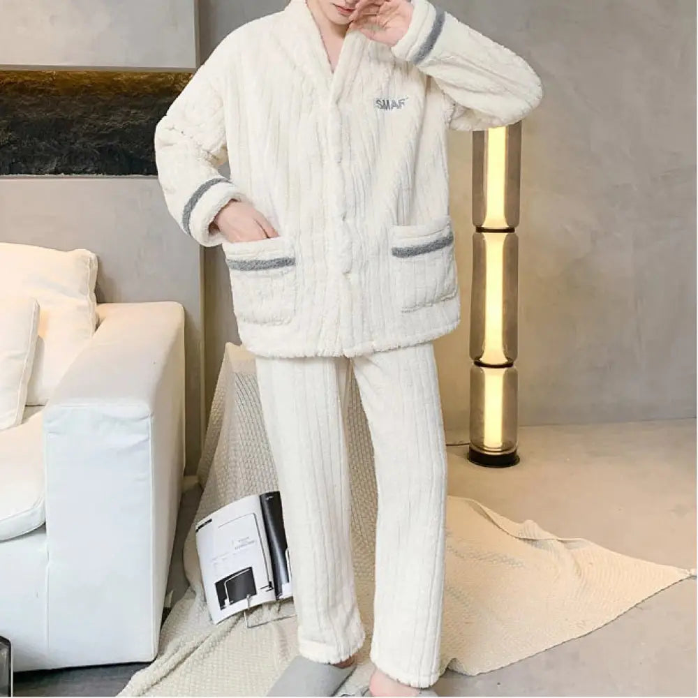 秋冬用 コーラル フリース パジャマ メンズ 厚手 フリース フランネル 保温 大きいサイズ 新作 部屋着 セット ID3168