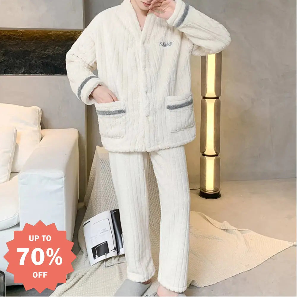 秋冬用 コーラル フリース パジャマ メンズ 厚手 フリース フランネル 保温 大きいサイズ 新作 部屋着 セット ID3168