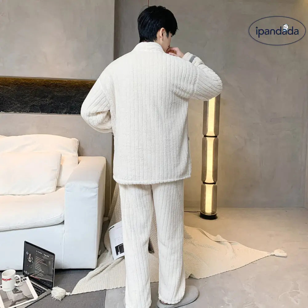 秋冬用 コーラル フリース パジャマ メンズ 厚手 フリース フランネル 保温 大きいサイズ 新作 部屋着 セット ID3168