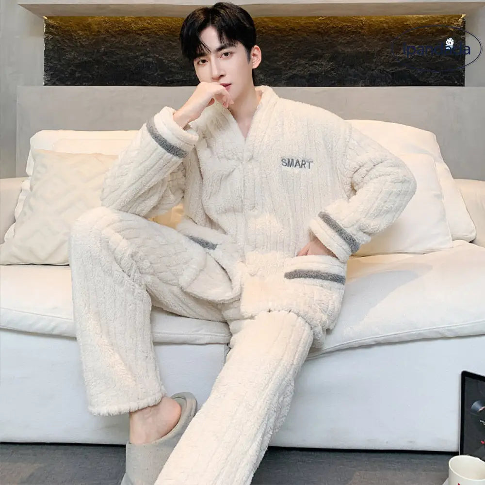 秋冬用 コーラル フリース パジャマ メンズ 厚手 フリース フランネル 保温 大きいサイズ 新作 部屋着 セット ID3168