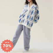 秋冬用 コーラルフリース 暖かい フリース レディース カーディガン 厚手 パジャマ フリース セット ルームウェア かわいい ID3581 タイプ① / M レディース＞セットアップ