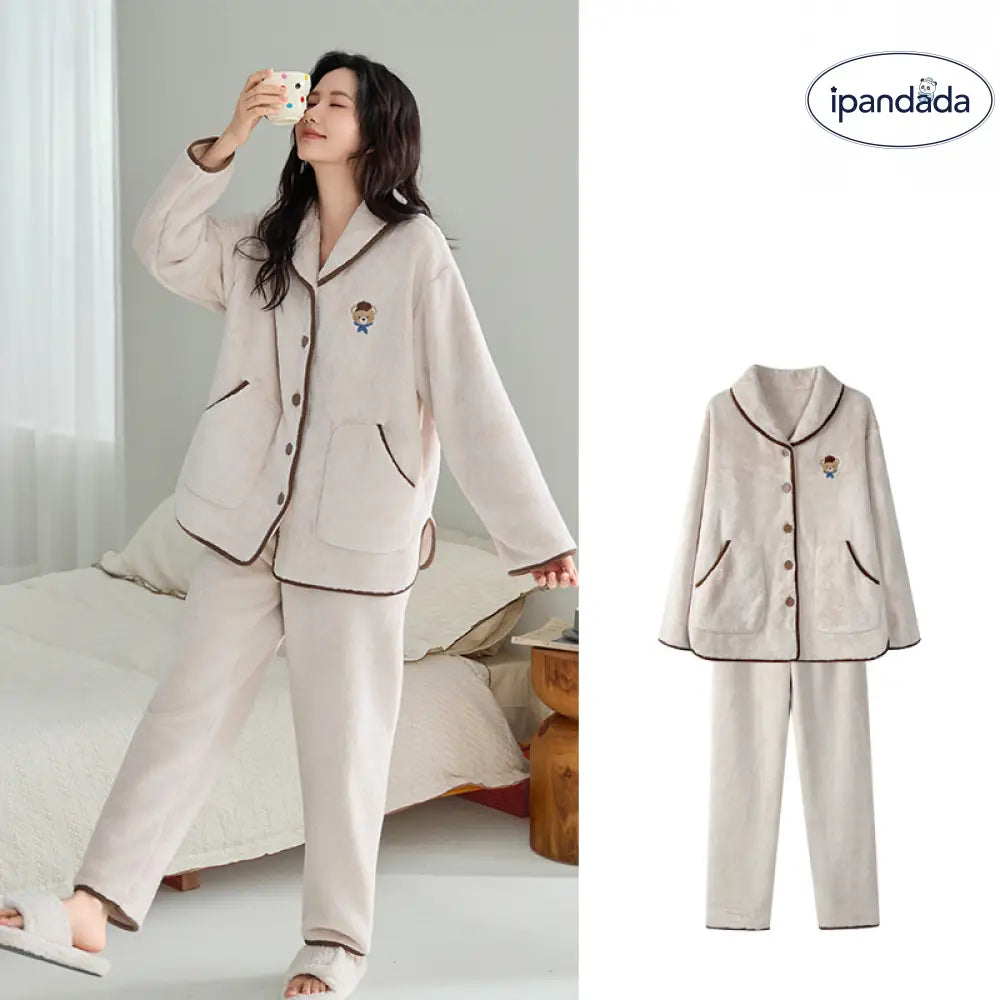 秋冬用 男女兼用 パジャマ 裏起毛 厚手 コーラルフリース 新作 フランネル カジュアル ルームウェア セット かわいい 可愛い 暖かい あったか 長袖 部屋着 ふわもこ モコモコ クリスマスプレゼント ID3570