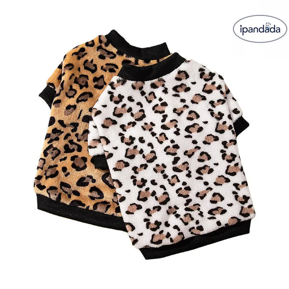秋冬用 ペット服 犬猫用 ヒョウ柄 スウェットシャツ プルオーバー 厚手 保温 新作ファッション ビション フォックス ポメラニアン コーギー シュナウザー ID2349