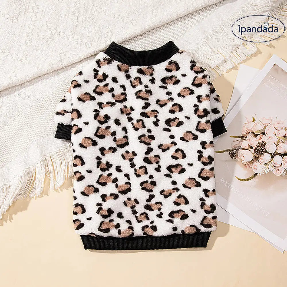 秋冬用 ペット服 犬猫用 ヒョウ柄 スウェットシャツ プルオーバー 厚手 保温 新作ファッション ビション フォックス ポメラニアン コーギー シュナウザー ID2349