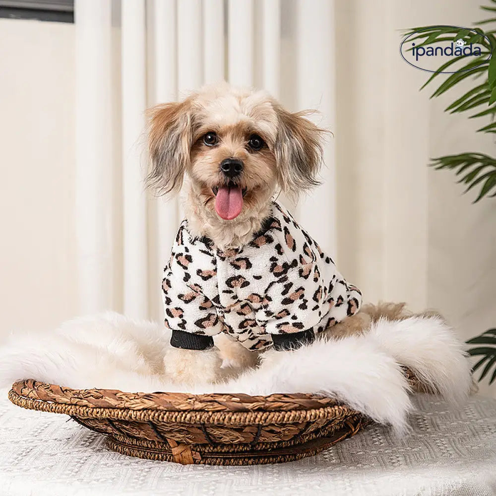 秋冬用 ペット服 犬猫用 ヒョウ柄 スウェットシャツ プルオーバー 厚手 保温 新作ファッション ビション フォックス ポメラニアン コーギー シュナウザー ID2349