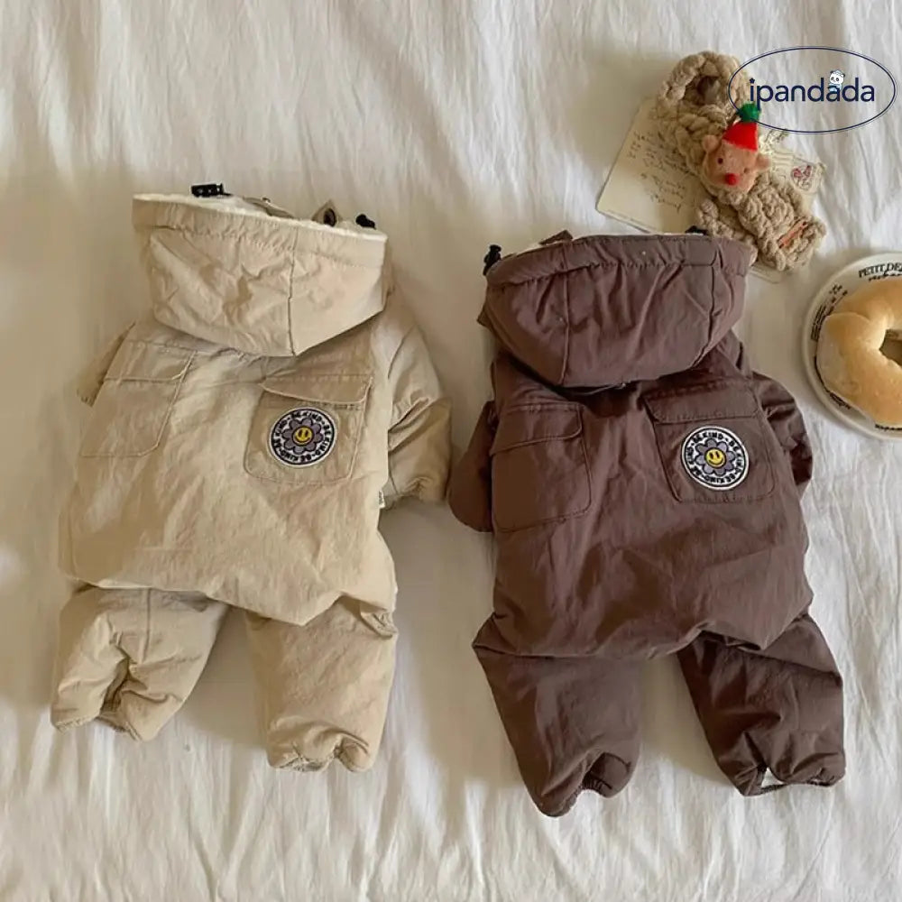 秋冬用 ペット服 サンフラワー フード付き 四肢付き リード用 コットンジャケット テディ ベア ビション 小中型犬用 犬の服 ID2344