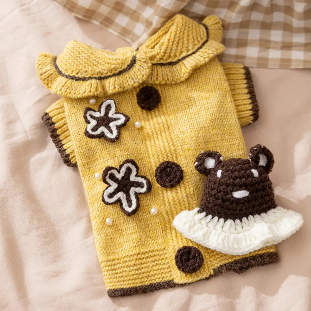 秋冬用 ペットウェア ブルー ベアスターマーク 可愛い セーター 小型犬用 ビーグル 厚手 犬服 ニット お散歩 かっこいい かわいい クリスマス ギフト ID3575 イエロー / XS ペット用品＞ウェア