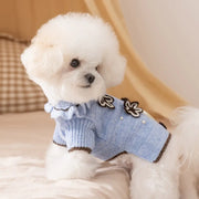 秋冬用 ペットウェア ブルー ベアスターマーク 可愛い セーター 小型犬用 ビーグル 厚手 犬服 ニット お散歩 かっこいい かわいい クリスマス ギフト ID3575 ペット用品＞ウェア