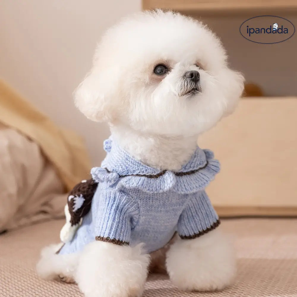 秋冬用 ペットウェア ブルー ベアスターマーク 可愛い セーター 小型犬用 ビーグル 厚手 犬服 ニット お散歩 かっこいい かわいい クリスマス ギフト ID3575 ペット用品＞ウェア